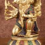 Brass Superfine Panchmukhi Hanuman Statue 10" | Intricate Stonework | Handcrafted Divine Presence | 7.5" Width, 5" Depth | Spiritual Home & Office Decor